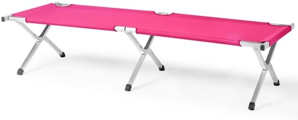 Camp Bed Portable Folding Camping Cot for AdultsIndoor Outdoor Portable Sleeping Cot for Hiking Camping with Carrying Bag (Pink)