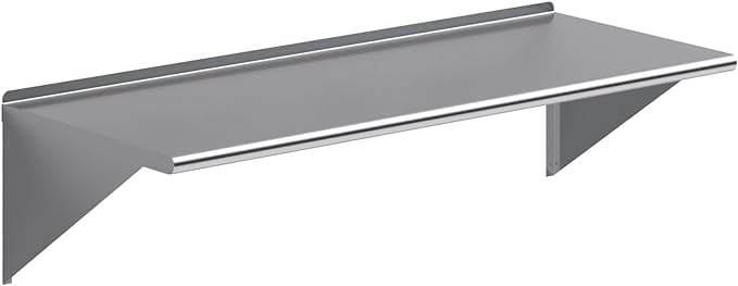 Stainless Steel Wall Shelf | Metal Shelving | Garage Laundry Storage Utility Room | Restaurant Commercial Kitchen | NSF Certified | (24” x 60”)