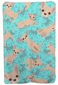 58 x 36 in. Blue Cream Chihuahua Soft Travel Blanket with Bag