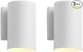 mirrea 7 Modern Outdoor Porch Wall Light with 5W LED GU10 Replaceable Bulbs in Matte White Aluminum Cylinder Downlight Outside Sconce Pack of 2