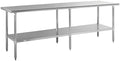 Kratos Stainless Steel Kitchen Prep Table 96x24 with Undershelf NSF Worktable for Restaurants - 18ga/430SS (28W-074)