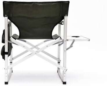 1-Piece Padded Folding Outdoor Chair with Side Table and Storage PocketsLightweight Oversized Directors Chair for Indoor Outdoor Camping Picnics and FishingGreen