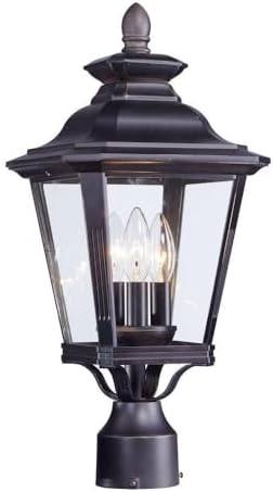 Maxim Knoxville-Three Light Outdoor Post Lantern in Early American Style-9 Inches Wide by 19.5 inches high