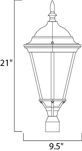 Maxim 1005BK Westlake 21 Inch Dimmable and LED Bulb Compatible 1 Light Post/Pole Mount I Cast Aluminum with Black Finish I Modern Contemporary Light Fixture I