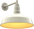 Steel Lighting Co. | Dusk to Dawn | Gardena Barn Light | Outdoor Wall Mounted | 16 Dome | 11 Straight Arm | Farmhouse Light Made in America | Cream/Brass