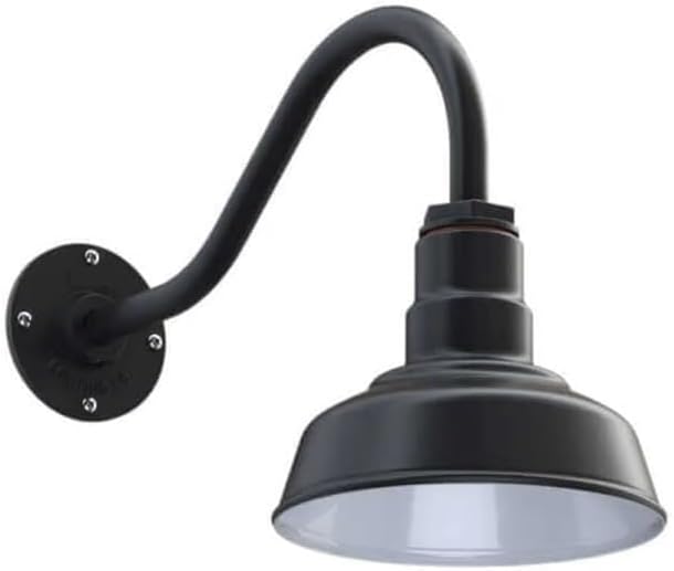 AGB101-10-AS8 MAT Black - Standard Barn Light with Gooseneck Arm | Outdoor LED Lights Classic Floodlight Design for Barn Lights Outdoor Durable Metal Construction Energy-Efficient