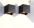 Wrasse 2Pack Outdoor Wall Mounted Lights 20W 2000LM Wall Proch Sconce 3000K Black Exterior Light Fixture 120v Up Down Modern Cube Lamp for Outdoor Sconces Lighting House Front Door Outside