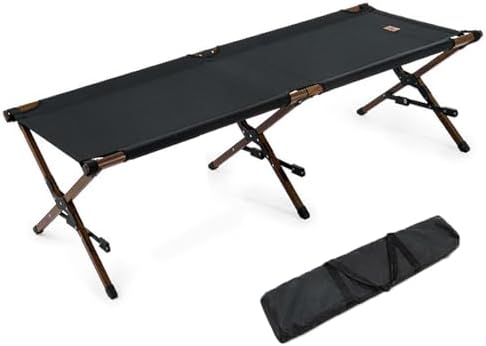 Portable Folding Adult BedCamping Cot Folding Camping Bed for Adults Portable Single Camping Cot Tent Bed Ultralight Comfortable Camp Bed Wood Frame Include Storage Bag for Indoor Out