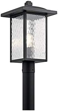 Kichler Capanna 18.25 inch 1 Light Post Light with Clear Water Glass in Textured Black