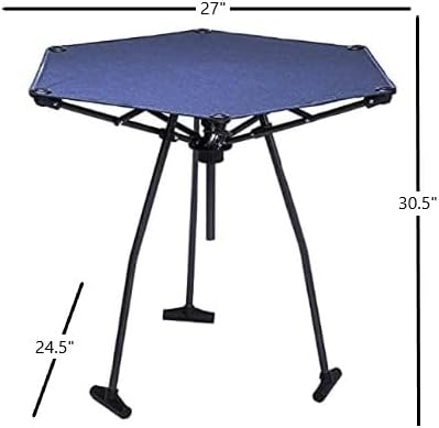 Zenithen Indoor Outdoor Portable Foldable High Tension Metal Framed Fabric Table for Camping Backyard Parties Outdoor Activities Sporting Events and Vacation Dark Blue (Pack of 1)