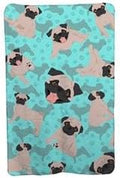 58 x 36 in. Blue Fawn Pug Soft Travel Blanket with Bag