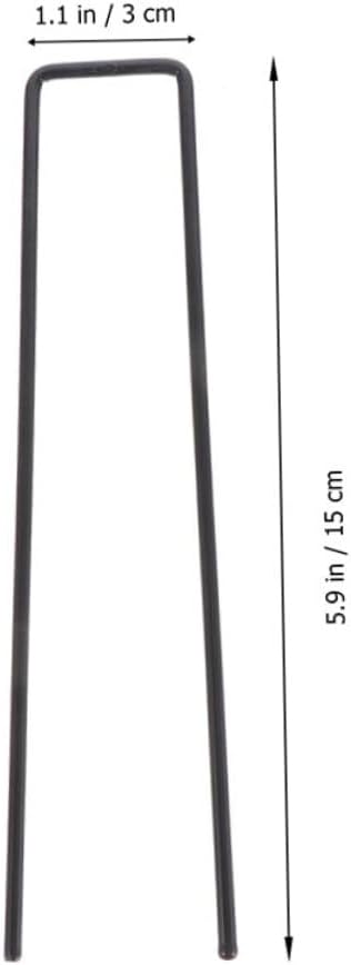 POPETPOP 50Pcs Heavy Duty U Shaped Ground Stakes for Gardening Durable Galvanized Landscape Nails for Securing Artificial Grass Tents and Outdoor Projects