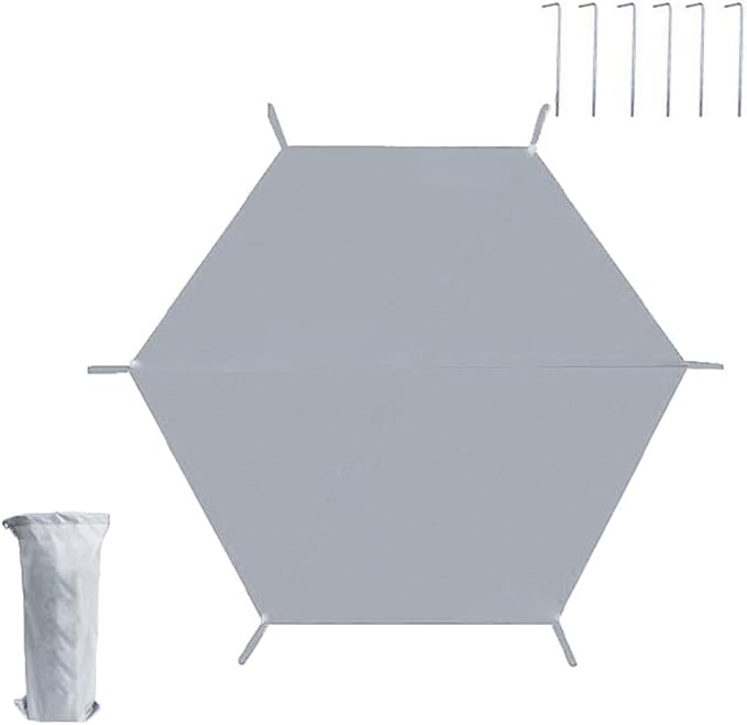 Tent Mat Hexagon Outdoor Picnic Tarp Waterproof 210D Oxford PU Coating Tear-Resistant Moisture-Proof Beach Pad with Ground Nails Portable for Camping Hiking Travel