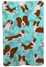 58 x 36 in. Blue Red Border Collie Soft Travel Blanket with Bag