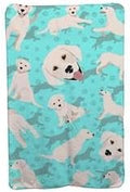 58 x 36 in. Blue White &amp Cream Labrador Retriever Soft Travel Blanket with Bag