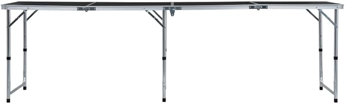 Foldable Camping Table Grey Aluminium 240x60 cm
