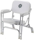 GEN3 Marine Padded Aluminum Deck Chair White Vinyl with Compass Logo