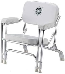 GEN3 Marine Padded Aluminum Deck Chair White Vinyl with Compass Logo