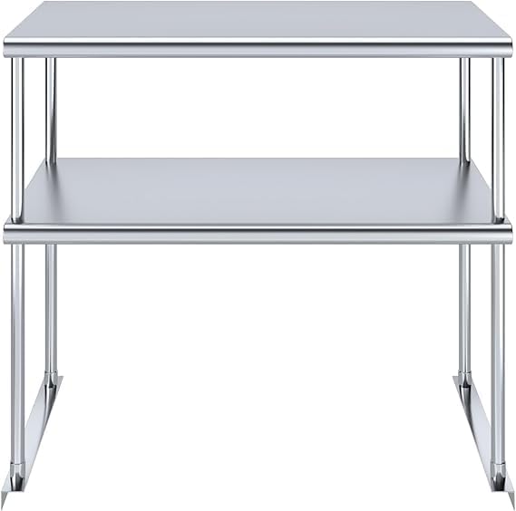 Worktable with Double OverShelf Stainless Steel NSF (36 in. Long x 18 in. Deep)