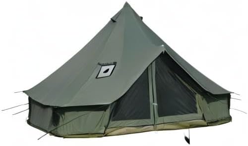Cotton Canvas Bell Tent with Stove Jack Roomy Yurt for Family Glamping Camping 4 Season Tent with Zipped Removable Floor