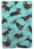 58 x 36 in. Blue Black &amp Tan Chihuahua Soft Travel Blanket with Bag