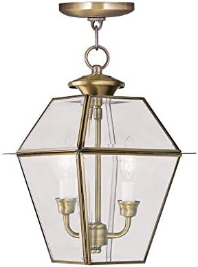 Livex Lighting 2285-01 Westover 2-Light Outdoor Hanging Lantern Antique Brass