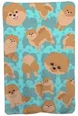 58 x 36 in. Blue Orange Pomeranian Soft Travel Blanket with Bag