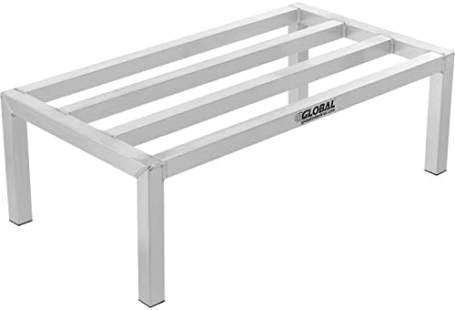 Global Industrial Aluminum Dunnage Rack 3000 Lbs Load Capacity 24 W x 18 D x 12 H Commercial Food Service Storage Rack for Restaurants Kitchen Warehouse Supermarket