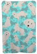 58 x 36 in. Blue Great Pyrenees Soft Travel Blanket with Bag