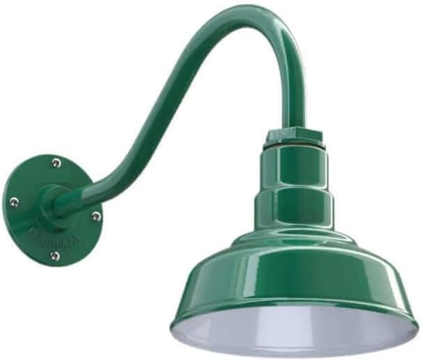 AGB101-10-AS8 Green - Standard Barn Light with Gooseneck Arm | Outdoor LED Lights Classic Floodlight Design for Barn Lights Outdoor Durable Metal Construction Energy-Efficient