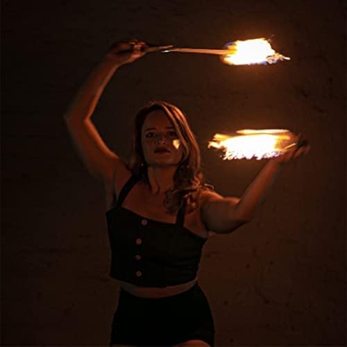 FIRE MECCA Fire Poi Set – 3 Inch Woven Kevlar MoonBlaze Heads – Set of 2 – Custom Length – Twist Link Chain – Flow Spinning Circus Dance Prop – for Festivals &amp Performances