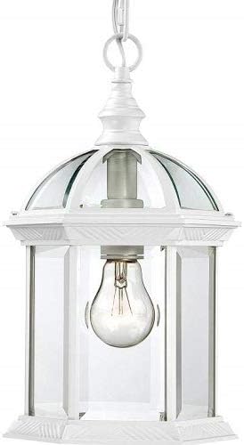 NUVO Lighting 60/4977 Boxwood Hanging Lantern with Clear Beveled Glass White