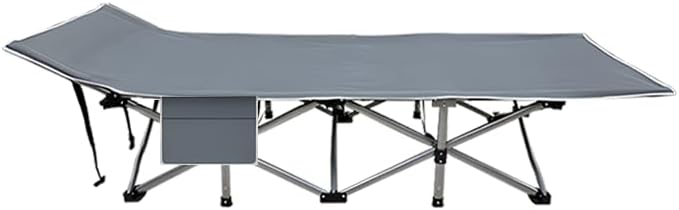59in Extra-Large Folding Outdoor Camping Bed with Mattress Portable Folding Guest Bed Heavy-Duty Sleeping bedwith Storage Bag Suitable for Travel and Leisure (Gry Without Mattress)