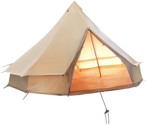 Glamcamp Bell Tent4 Seasons Breathable Cotton Canvas Yurt Tent - w/Stove JackLuxury Camping Tent OutdoorZipped Removable Floor