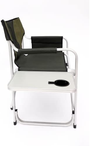 2-Piece Padded Folding Outdoor Chair with Side Table and Storage PocketsLightweight Oversized Directors Chair for Indoor Outdoor Camping Picnics and FishingGreen