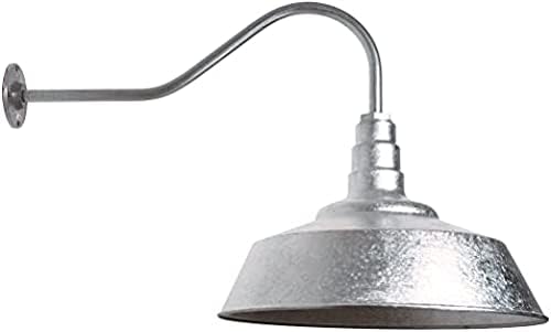 AGB101-AS20-GAL Gooseneck Barn Light - Galvanized Outdoor Dome with Incandescent Downlight | Wall-Mount Fixture for Patios Gardens Pathways and Large Outdoor Living Spaces