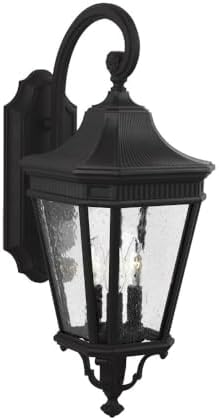 Feiss OL5422BK Cotswold Lane Outdoor Patio Lighting Wall Lantern Black 3-Light (10W x 24H) 180watts