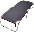 Simple Folding Bed Cast Iron &amp Canvas Material 250 LBS Weight Capacity 71.65×24.4 Inches Multipurpose Bed for Patio Outdoor and Indoor Use (Black)
