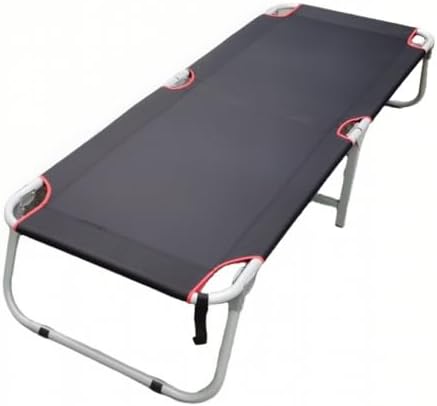 Simple Folding Bed Cast Iron &amp Canvas Material 250 LBS Weight Capacity 71.65×24.4 Inches Multipurpose Bed for Patio Outdoor and Indoor Use (Black)