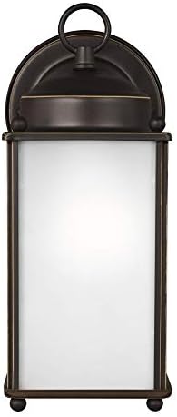 Generation Lighting 8593001EN3-71 New Castle Satin Etched Glass LED Outdoor Wall Sconce Lighting Fixture 1-Light 9.3 Watt 10 H x 5 W Antique Bronze