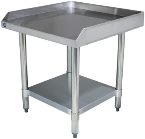 Stainless Steel Equipment Grill Stand with Adjustable Undershelf | Heavy Duty 18-Gauge Top | NSF Certified for Commercial Kitchen &amp Utility Use (24x24)