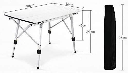 Outdoor Folding Table – Aluminum Alloy Picnic Table Lightweight &amp Waterproof for Camping Beach Hiking BBQ Travel – Portable Desk 90x53cm