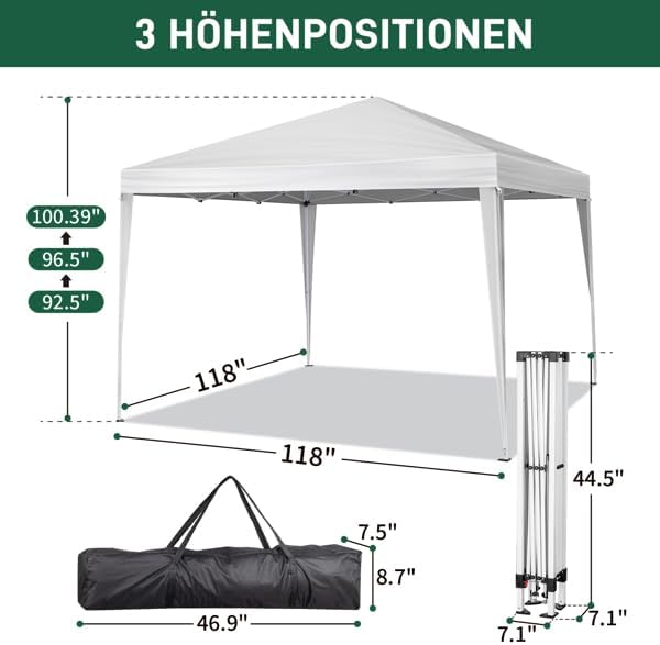 10x10 FT Pop Up Canopy Tent Portable Commercial Canopy Tent Outdoor Gazebo for Home Party &amp OutdoorPortable Shelter Gazebo Easy Outdoor Sun Shade for Events Parties and Camping - White