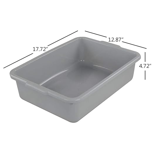 3-Pack Plastic Bus Tub 13 L Plastic Utility Bus Box Dish Pan Grey