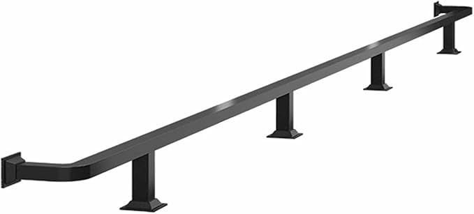 Pub Bar Foot Railing 3 4 5 6 7 ft Square Tube Footrest Rack for Under Counter Stainless Steel Pipe Foot Rest Complete Handrail Shelf Rails(Black4ft/122cm)
