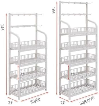 Retail Snack Display Stand Metal Supermarket Shelf Candy Storage Cart Rack Potato Chip Floor Organizer for Pantry Convenience Stores Concession White-4tier-50x27x146cm