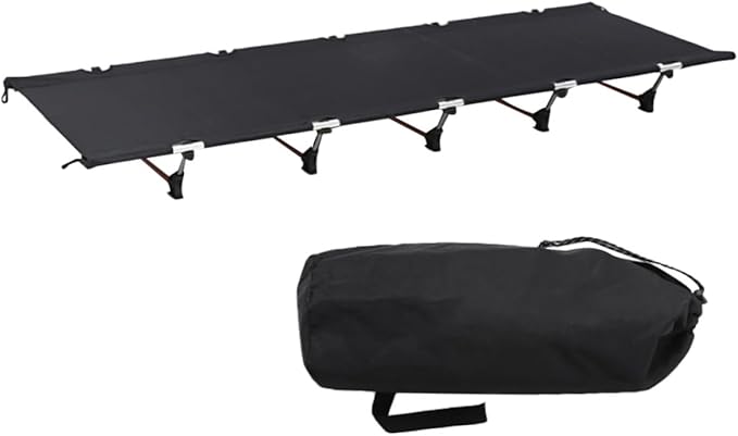 Hemoton Portable Folding Camp Bed Outdoor Camping Cot Sturdy Metal Frame Lightweight Design Carry Bag for Travel and Beach Use