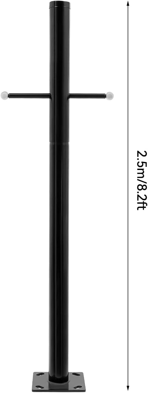8FT Outdoor Lamp Post Split Street Light Pole with Cross Arm Base Mount Lighting Post Fixtures for Pathway Courtyard Parking Lot Fits Standard 3 Post Top Fixtures (8FT 76mm Base Mount)