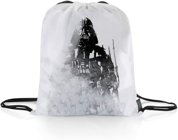 Picnic TIME Star Wars Darth Vader Impresa Picnic Blanket Lightweight Fleece Beach and Outdoor Blanket with Drawstring Backpack and Easy Fold Design (Black and White)