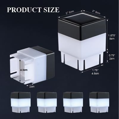 Fence Lights Solar Powered Solar LED Fence Post Cap 2In x 2In(5cm x 5cm) for Wrought Iron Aluminum Garden &amp Outdoor (Warm Light 8)